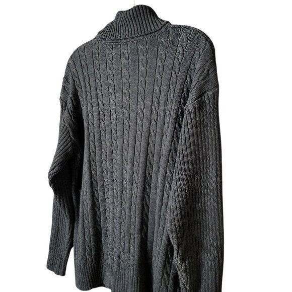 VTG Pure Playaz Mens Gray Y2K Hip Hop Spellout Cable Knit Turtleneck Sweater L - Picture 5 of 9